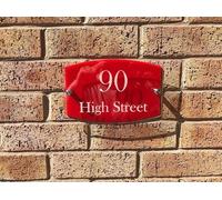 One of a Kind Design UK Personalised House Sign Custom Stainless Steel Door Number & Address Plaque Weatherproof Acrylic Backing Plate UV Stable, Laser Engraved Slate Effect Modern Home Sign
