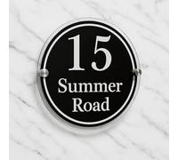 One Of A Kind Design Uk Personalised Round House Sign Stainless Steel Mounts Reverse Laser Engraved 3mm -183X183mm