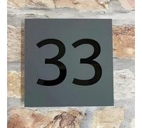 One Of A Kind Design Uk Personalized Floating Contemporary House Number, Stainless Steel Mounts - 11X11Cm Grey