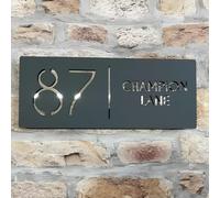 One of a Kind UK Personalized Contemporary House Sign Premium Acrylic Plaque With Colored Backing, Uv Stable, Weather-Resistant & Durable. Perfect For Home, Office, Bar, Or Porch - Sl lack Finish
