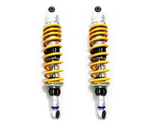One Pair 305/320/330/340/345/350/360mm 8mm Spring Motorcycle Rear Adjustable Suspension Shock Absorber(340mm yellow)