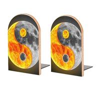 One Pair Book Ends for Shelves, Cool Yin Yang Bookends for Office And School