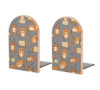 One Pair Book Ends for Shelves, Orange Cats Bookends for Office And School