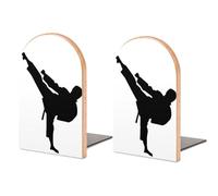 One Pair Book Ends for Shelves, Taekwondo Martial Arts Bookends for Office And School