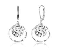 One Pair of Silver Earrings For Women Hypoallergenic Silver Disc Earring Circle Hammered Dangle Earring Fashion Jewelry Gift, for Women Dangle Earrings Geometric Metallic Texture Earrs