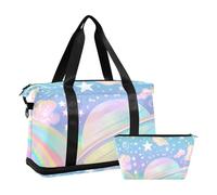 One Pastel Rainbow Sky Travel Bag Carry On Weekend Bag with Toiletry Bag for Workout 2 Pieces Set, One Pastel Rainbow Sky, 1 size, A Pastel Rainbow Sky, 1 size
