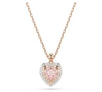 One pendant, Heart cut, Pavé, Heart, Pink, Mixed metal finish