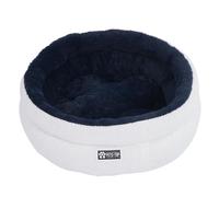 One PETS-TOP Round Fluffy Cat Bed, Soft Cat Cushion, Sleeping Place for Cats and Small Dogs, Washable, Non-Slip (Blue and White, 60 cm)