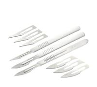 One Piece 3# 4# 7# Stainless Steel Handle + 10pcs 10# to 24# Sharp Carbon Steel Surgical Blade (A)