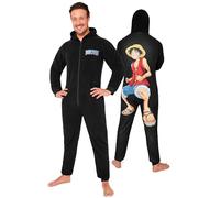 One Piece Adult Onesie for Men Teenagers Hooded Fleece Onesies For Men S-3XL Lounge Wear Mens Nightwear - Gifts for Him (Black, 3XL)