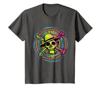 One Piece Anime Straw Hat Pirates Colour Logo Kanji Kids T-Shirt, Youth, Asphalt Grey, 2T