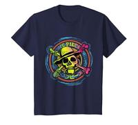 One Piece Anime Straw Hat Pirates Colour Logo Kanji Kids T-Shirt, Youth, Navy Blue, Small