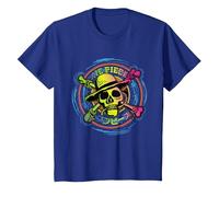 One Piece Anime Straw Hat Pirates Colour Logo Kanji Kids T-Shirt, Youth, Royal Blue, Small