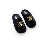 One Piece Boys Black Logo Mule Slippers | Cartoon Indoor Wear Footwear for Kids | Comfortable Home Slippers | Perfect for Lounging Merch - 2 UK Child