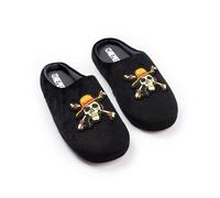 One Piece Black Logo Mule Slippers | Men's Indoor Footwear | Cartoon Character Design | Comfortable Loungewear | Easy Pull-On Style | Perfect for Relaxing at Home Merch - 7-8 UK