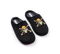 One Piece Black Logo Mule Slippers | Men's Indoor Footwear | Cartoon Character Design | Comfortable Loungewear | Easy Pull-On Style | Perfect for Relaxing at Home Merch - 9-10 UK