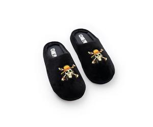 One Piece Boys Black Logo Mule Slippers | Cartoon Indoor Wear Footwear for Kids | Comfortable Home Slippers | Perfect for Lounging Merch - 3 UK Child