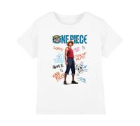 One Piece Boys Luffy Pirate Life Kids T-Shirt, White, 7-8 Years UK