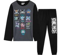 One Piece Boys Pyjamas Set, Long PJs for Kids & Teens, Cosy Loungewear Soft Official Nightwear, Anime Gifts for Boys (13-14 Years, Black)