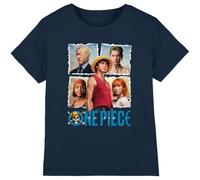 One Piece Boys Straw Hat Group Kids T-Shirt, Navy, 7-8 Years UK
