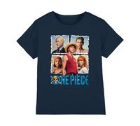 One Piece Boys Straw Hat Group Kids T-Shirt, Navy, 9-10 Years UK