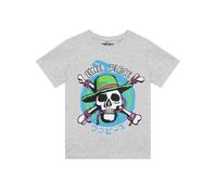 One Piece Boys Tshirt, Anime T Shirt, Kids T Shirt, Kids Clothes for Summer, Cotton Summer Top, Grey 8-9 Years