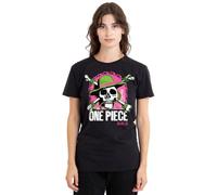 One Piece Bright Jolly Roger Ladies T Shirt, Black, XX-Large