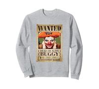 One Piece Buggy Pirates Wanted Poster Anime Alvida Alliance Sweatshirt, Adult Unisex, Heather Grey, Medium
