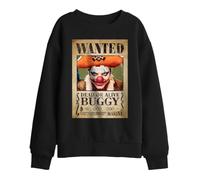 One Piece Buggy The Clown Pirate Wanted Poster Kids Sweatshirt, Black, 7-8Y