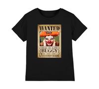 One Piece Buggy The Clown Pirate Wanted Poster Kids T-Shirt, Black, 12-13Y