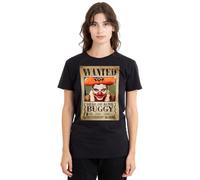 One Piece Buggy The Clown Pirate Wanted Poster Ladies T Shirt, Black, Medium