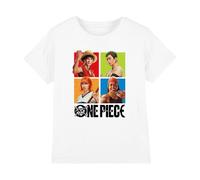 One Piece Character Squares Map Kids T-Shirt, White, 5-6Y