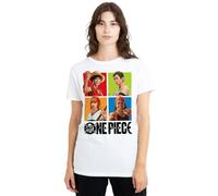 One Piece Character Squares Map Ladies T Shirt, White, X-Large