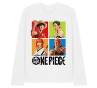 One Piece Character Squares Map Unisex Long Sleeve T-Shirt, White, Small