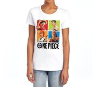 One Piece Character Squares Map Womens T-Shirt, White, XL