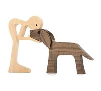 One Piece Collectible Gift Wooden Dog Cat Family Figurines Cute Handmade Puppy Wooden Carving Ornaments for Home Office Living Room Pet Lovers