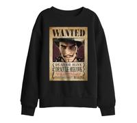 One Piece Dracule Mihawk Pirate Wanted Poster Kids Sweatshirt, Black, 5-6Y