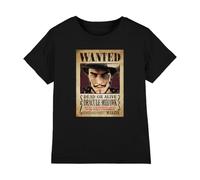 One Piece Dracule Mihawk Pirate Wanted Poster Kids T-Shirt, Black, 9-11Y