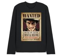 One Piece Dracule Mihawk Pirate Wanted Poster Unisex Long Sleeve T-Shirt, Black, Medium