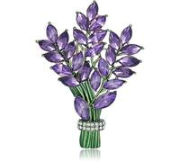 One Piece Elegant Lavender Brooch Pin Unique Crystal Lavender Brooch Beautiful Purple Rhinestone Flower Brooch Pin for Scarf Clothes Pin