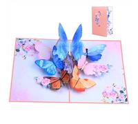 One Piece Fashionable 3D Pop Up Card Butterflies Cute Elegant Flower Greeting Cards Envelope Included 3D Butterfly Pop Up Cards for Birthdays Anniversaries