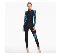One Piece Full Body Rash Guard Suit For Women Long Sleve Swimsuit Rashguard Surfing Swimwear(Blue black,XXL)