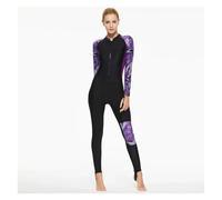 One Piece Full Body Rash Guard Suit For Women Long Sleve Swimsuit Rashguard Surfing Swimwear(Purple Black,S)