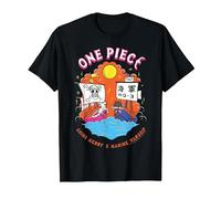 One Piece Going Merry X Marine Warship Straw Hat Pirates T-Shirt, Men, Black, 4X-Large