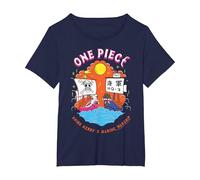 One Piece Going Merry X Marine Warship Straw Hat Pirates T-Shirt, Women's Plus, Navy Blue, 4X