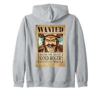 One Piece Gold Roger Pirate Wanted Poster Zip Hoodie