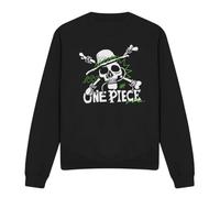 One Piece Green Doodle Jolly Roger Logo Unisex Sweatshirt, Black, X-Large