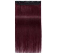 One Piece Hair Extensions 3/4 Full Head Clip on Remy Hair Extension for Women, Adding Hair Volume(Wine red,12inch)