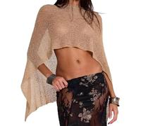 One Piece Hot Girl Knitted Shawl,Sheer Poncho Top Summer Knit Cape,Metallic Color Lace Shrug,Sexy Hollow Shawl