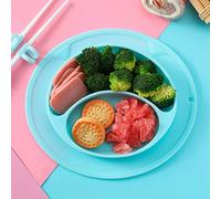 One-Piece Infant Silicone Anti-Fall Cartoon Separation Plate Sucker Pad Blue